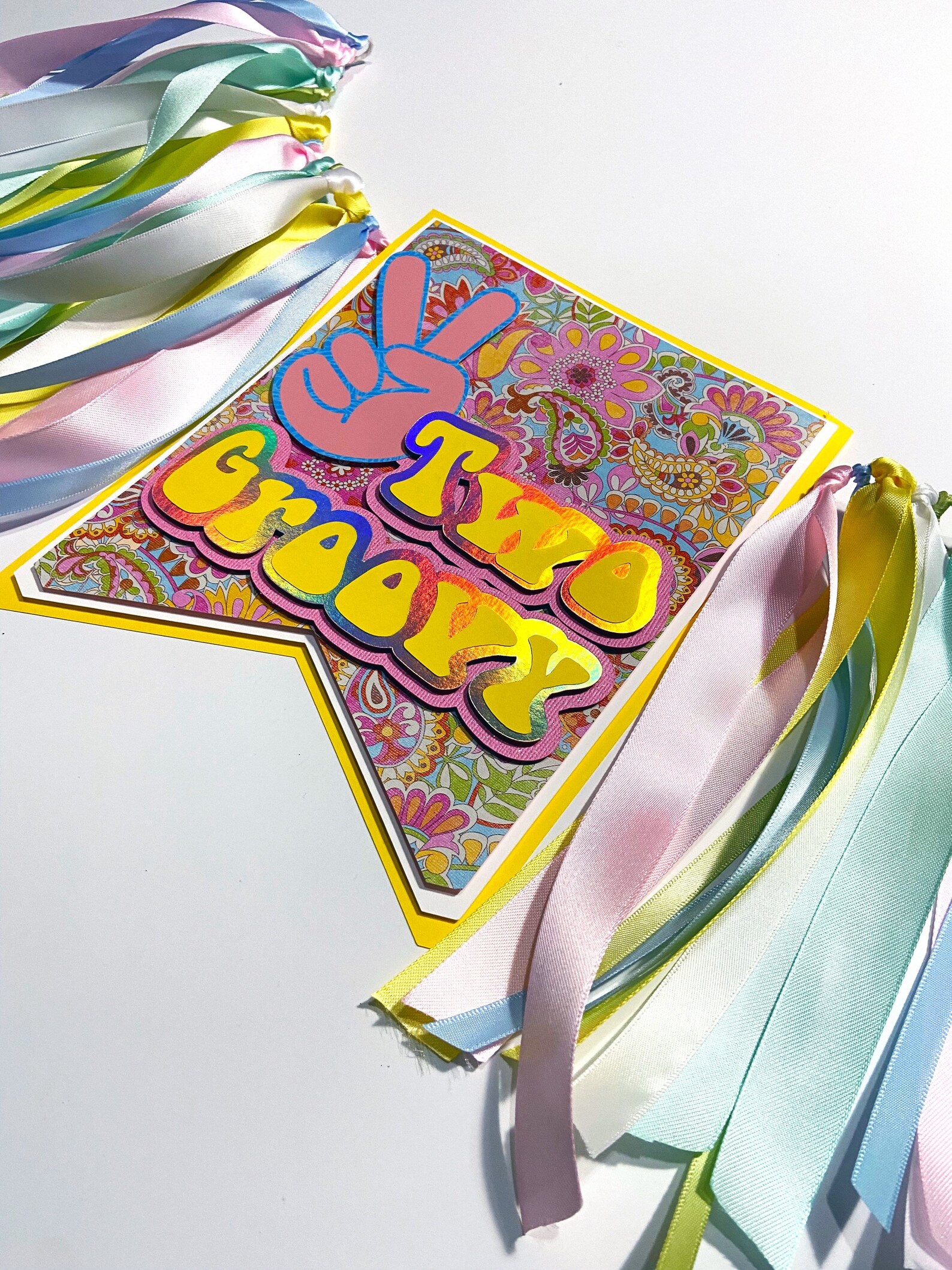 Hippie Birthday Banner 2 Groovy Birthday Banner Two Groovy | Etsy