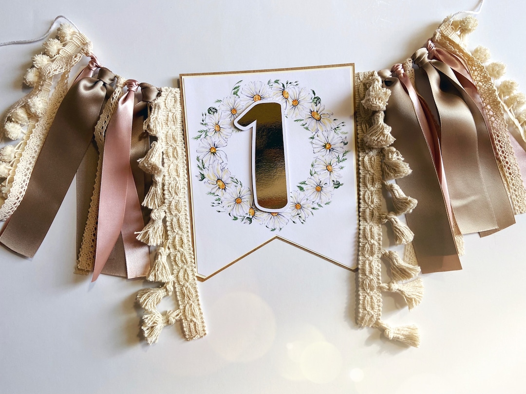 Floral 1st Birthday Floral High Chair Banner | Daisy Birthday | Boho ...