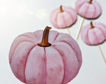 Pumpkin Cupcake Topper - Pink Pumpkin 1st Birthday - Pumpkin Birthday - One Little Pumpkin Party - Pumpkin Patch Birthday - Fall Party Decor
