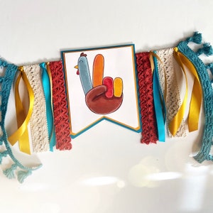 Turkey 2nd Birthday - Turkey High Chair Banner - Our Little Turkey  Little Turkey Birthday- Thanksgiving Party