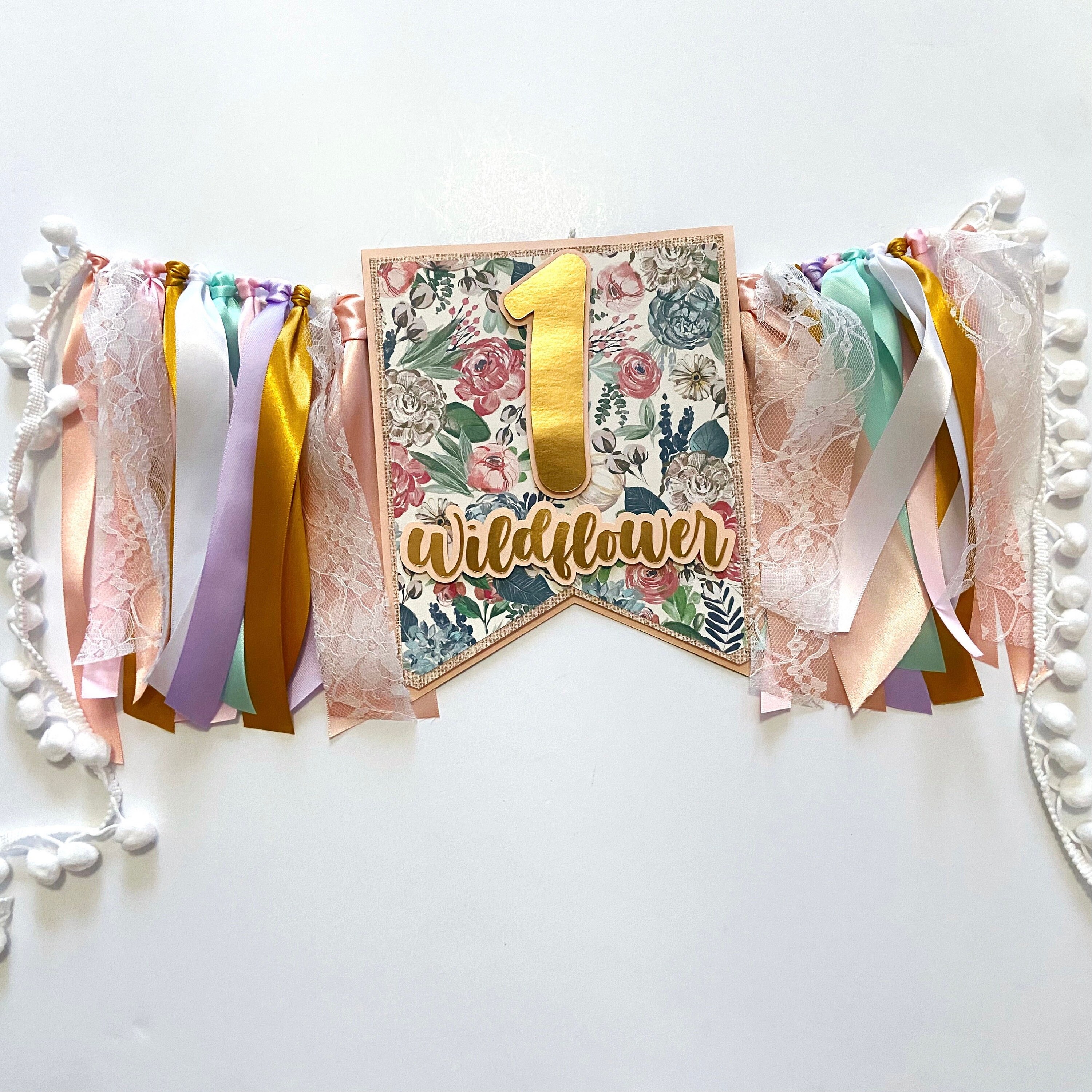 Floral 1st Birthday Banner Floral High Chair Banner Etsy