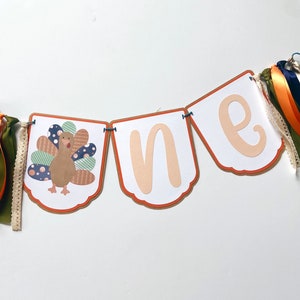 Turkey Birthday - Turkey 1st Birthday Banner - Orange Turkey 1st Birthday -Our Little Turkey is One -One Little Turkey Party - Thanksgiving