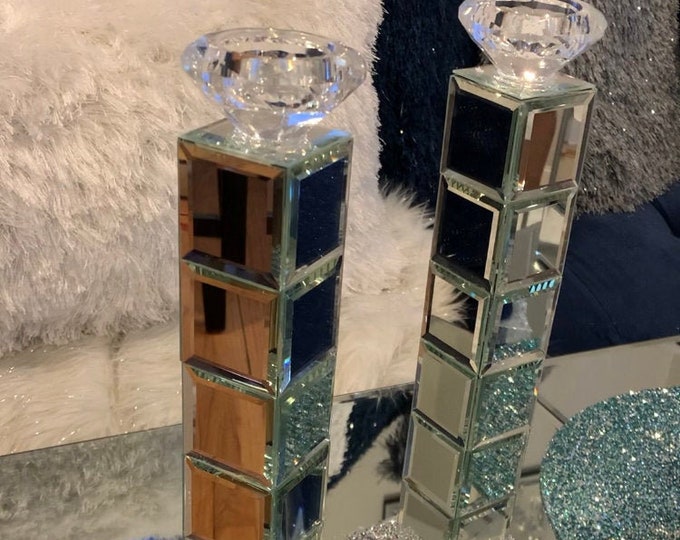 Crushed Diamond Candle Holder Etsy