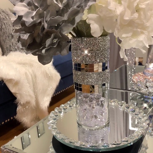 Pink Crushed Diamond Decor Vase Bling Decor Vase Pink Home Etsy