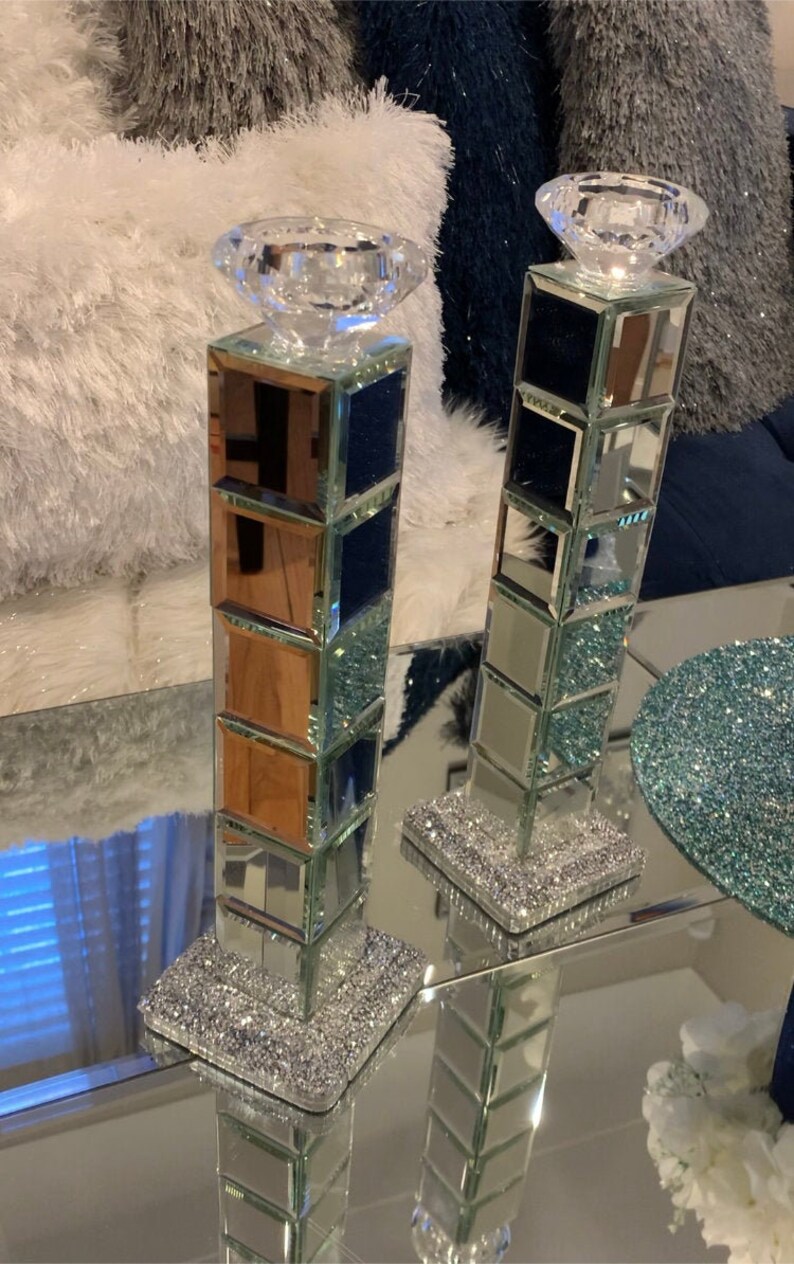 Crushed Diamond Candle Holder Etsy