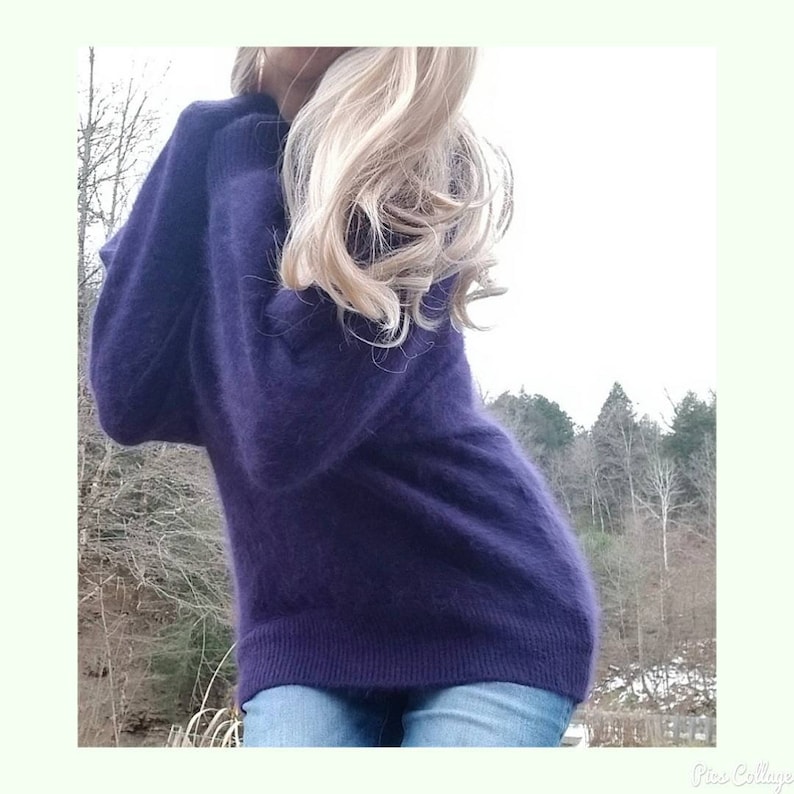 Hairy super fuzzy soft NWT Angora v neck purple sweater-absorb the softness!
