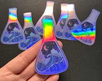 Lab Flask Holographic Sticker - Science Lab Vinyl Sticker