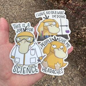 2 or 3-pack | Scientist Duck stickers - matte vinyl sticker, meme sticker, waterproof