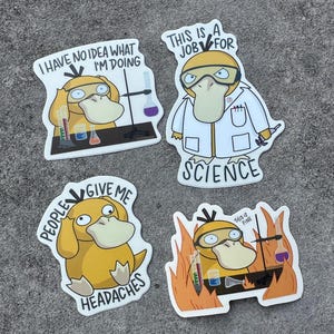 2 or 4-pack | Scientist Duck stickers - matte vinyl sticker, meme sticker, waterproof