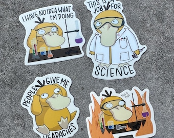2 or 4-pack | Scientist Duck stickers - matte vinyl sticker, meme sticker, waterproof