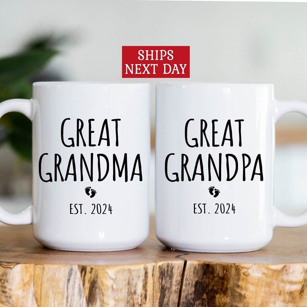 New Great Grandparents Pregnancy Announcement Gift, Great Grandparents To Be Baby Reveal Surprise, New Great Grandma and Grandpa Mug Est