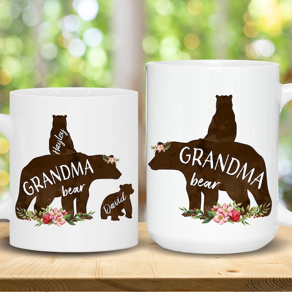 Grandma Bear Mug - Grandma Bear with Cubs Coffee Mug - Personalized Bear Family Mug - Custom Grandma Mug - Grandma Coffee Mug - Nana Mug