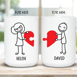 Couple Coffee Mugs, Couple Gift, Girlfriend Gifts, Romantic Gifts for Boyfriend, Custom Couple gift,Funny Gift for him, Valentine Couple Mug image 1