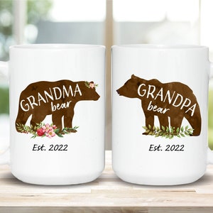 Grandma and Grandpa Bear Mug Set - Pregnancy Announcement to Parent -Grandmother mug - Grandfather mug - Pregnancy Reveal Mug Set - Bear mug