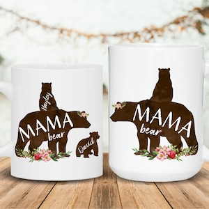 Mama Bear Mug Mama Bear with Cubs Coffee Mug Personalized Bear Family Mug Custom Mom Mug Mom Coffee Mug Mama mug with name image 1