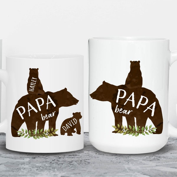 Papa Bear Mug - Papa Bear with Cubs Coffee Mug - Personalized Father Mug - Custom Dad Mug - Father Coffee Mug - Papa mug with name