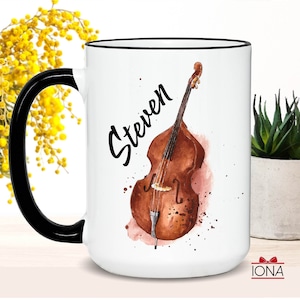 Double bass Coffee Mug, Custom Name double bass Player Gifts for Men, Personalized Gift for Women, double bass Music Teacher Birthday Gifts