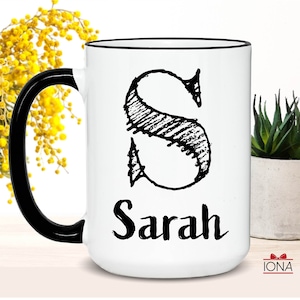 Personalized Name Mug, Gift for Women, Men, Coffee Cup with Custom Name and Monogram, Personalized Coffee Mug, Initial and Name, Office Mug