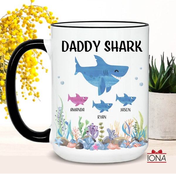 Daddy Shark Mug, Personalized Gift for Dad for Fathers Day, Personalized Daddy Shark Mug, Custom Dad Mug, Best Dad Coffee Mug, Dad Birthday