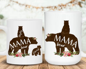 Mama Bear Mug - Mama Bear with Cubs Coffee Mug - Personalized Bear Family Mug - Custom Mom Mug - Mom Coffee Mug - Mama mug with name