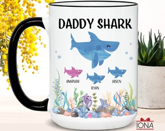 Daddy Shark Mug, Personalized Gift for Dad for Fathers Day, Personalized Daddy Shark Mug, Custom Dad Mug, Best Dad Coffee Mug, Dad Birthday