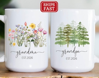 First Time Grandparents Pregnancy Announcement Mug, Promoted to Grandma Grandpa Gifts