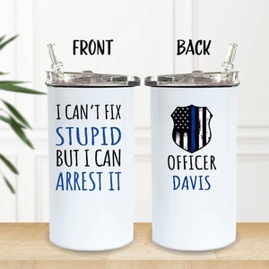 Personalized Police Gift, Custom Cop Husband, Gift for Police Officer, Deputy Detective Sergeant Christmas Present, 12 oz Slim/Thick duozie