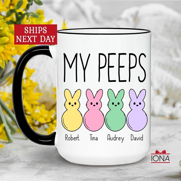 Personalized My Peeps Easter Spring Coffee Mug, Cute Custom Spring Kitchen Decor, Easter Decor, Easter Tea Cup, Spring Housewarming Gifts