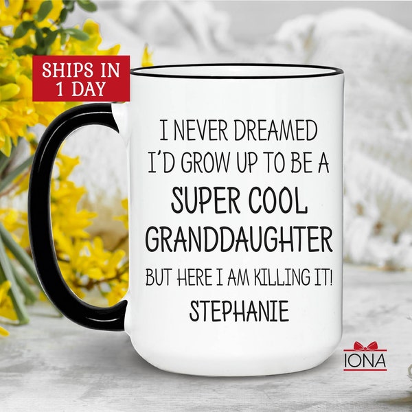 Personalized Funny Granddaughter Gift, Best granddaughter Coffee Mug, I Never Dreamed To Be A Super Cool granddaughter But Here I Am Killing