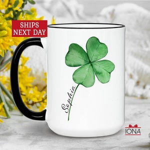 Shamrock Mug, Shamrock Gifts, Four Leaf Clover, 4 leaf clover, St. Patrick's Day, Irish, Personalized, Custom, Gift, Coffee Cup, Lucky Day