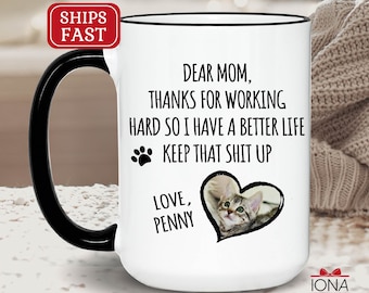 Personalized Cat Mom Mug – Custom Photo Gift for Cat Lovers