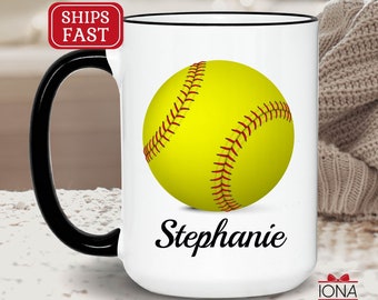 Personalized Softball Coffee Mug, Softball Player Gift Idea, Softball Coach Gift, Softball Gifts For Girlfriend, Softball Gifts For Boys