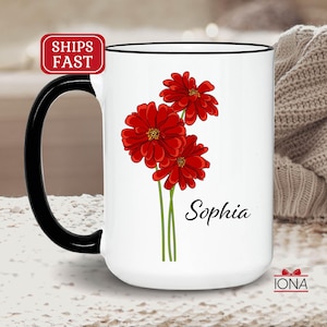 Name Mug, Gift for Women, Custom Name Coffee Mug, Name Coffee Cup Floral Design, Personalized Gift for Her, Mug With Name for Girls
