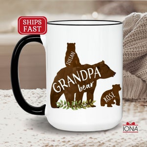 Grandpa Bear Mug - Grandpa Bear with Cubs Coffee Mug - Personalized Grandfather Mug - Custom Grandpa Mug - New Grandpa Coffee Mug - Papa Mug