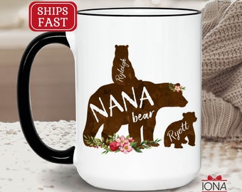 Nana Bear Mug - Nana Bear with Cubs Coffee Mug - Personalized Bear Family Mug - Custom Nana Mug - Grandma Coffee Mug - Christmas Nana Gift