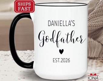 Personalized Godfather Coffee Mug, Custom Birthday Gift, Cute Christmas Present for Godfather, Godfather Mug, Baby Godparent Keepsake