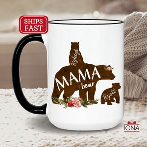 Mama Bear Mug - Mama Bear with Cubs Coffee Mug - Personalized Bear Family Mug - Custom Mom Mug - Mom Coffee Mug - Mama mug with name
