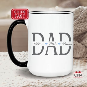 Personalized Dad Coffee Mug With Kids Names for Dad, Custom Father&#39;s Day Gift, Dad Birthday Gift from Daughter, Son, Coffee Mug for dad