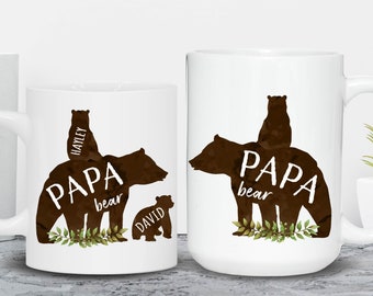 Papa Bear Mug - Papa Bear with Cubs Coffee Mug - Personalized Father Mug - Custom Dad Mug - Father Coffee Mug - Papa mug with name