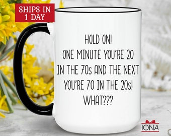 Funny 70th Birthday Gift, Grandma Grandpa Coffee Mug, Unique 20s Milestone Gift, Aged to Perfection Turning 70, Christmas Present Idea