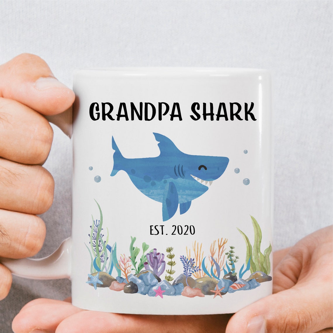 Grandma Grandpa Mug Set Grandparent Mug New Grandpa Shark Etsy