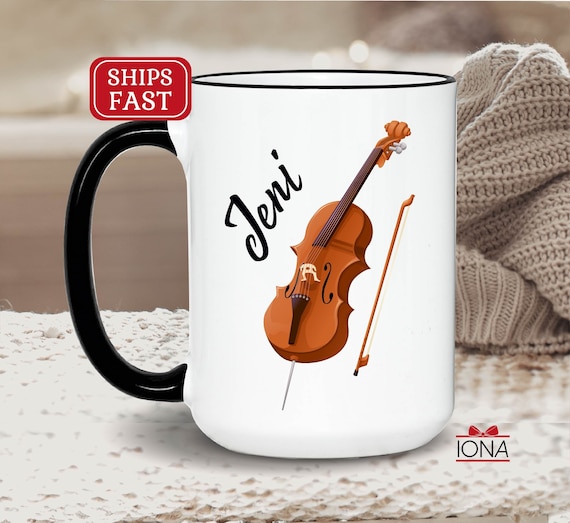 Cello Coffee Mug, Custom Name Cello Player Gifts for Men, Gift for Women, Cello Music Teacher Birthday Gifts, Personalized Gift for Cellist