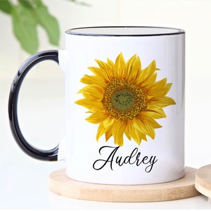 Sunflower Mug, Personalized Sunflower Lover Gift, Sunflower Coffee Mug, Sunflower Tea Cup, Sunflower Gifts For Her, Sunflower Gifts Women image 3
