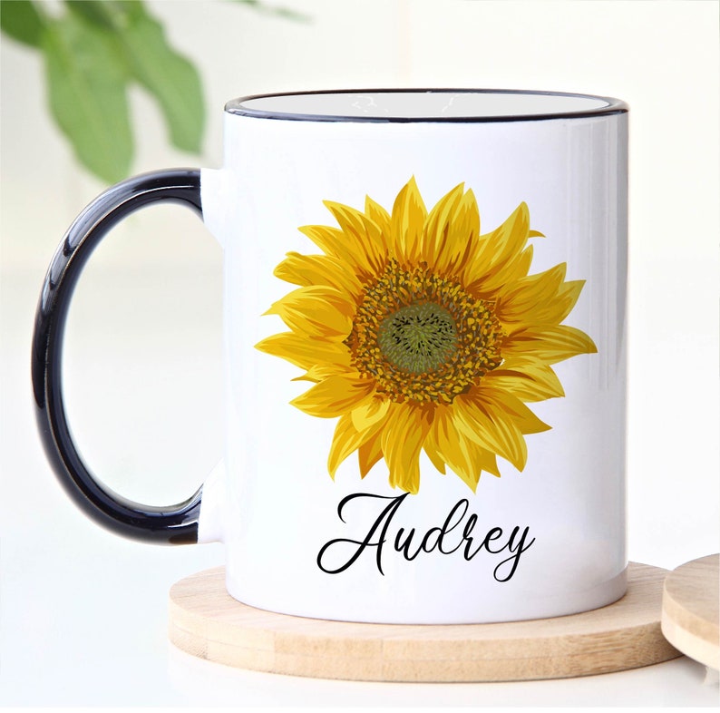 Sunflower Mug, Personalized Sunflower Lover Gift, Sunflower Coffee Mug, Sunflower Tea Cup, Sunflower Gifts For Her, Sunflower Gifts Women image 3