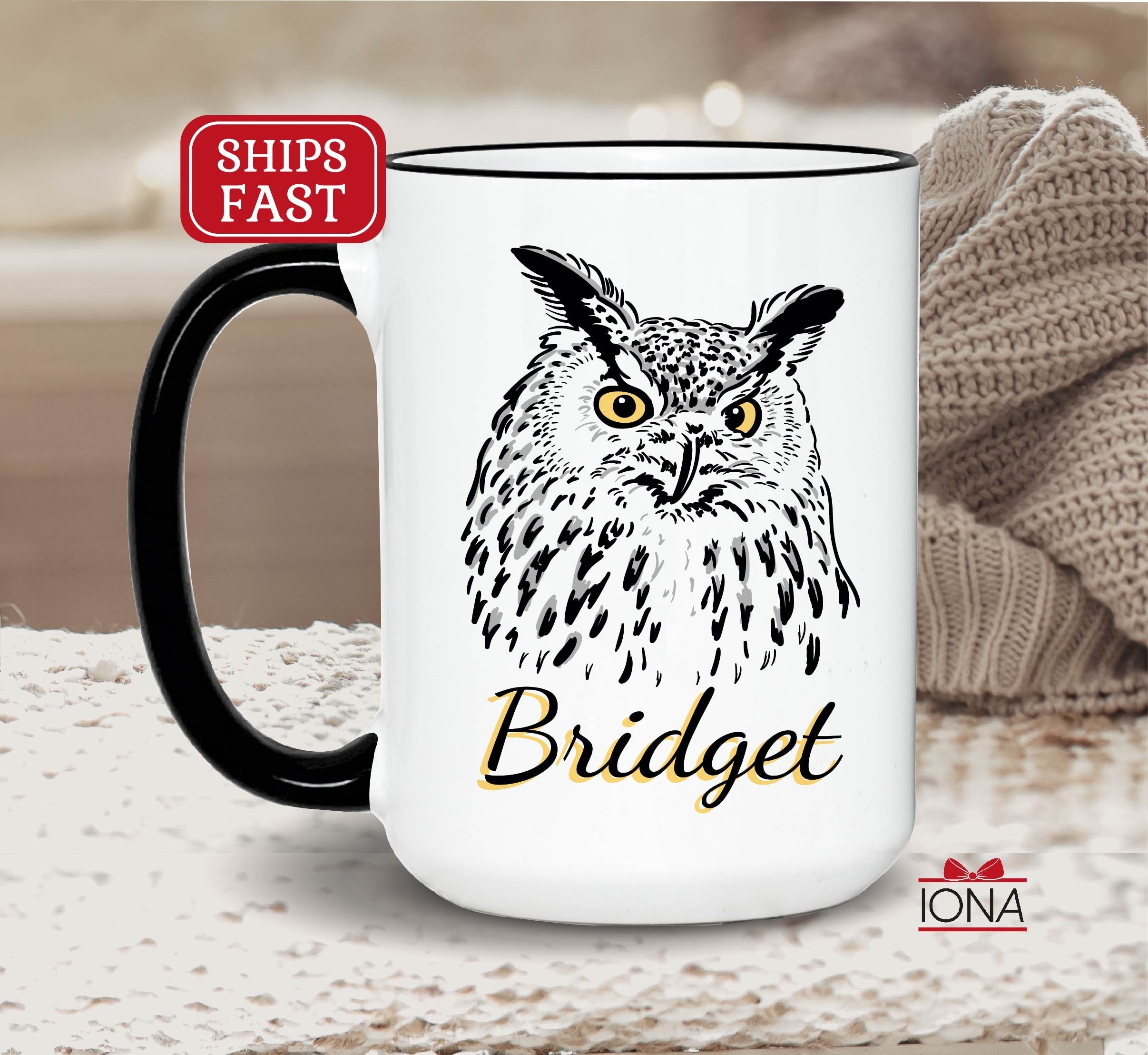 Owl Mug - Owl Gifts - Owl Coffee Cup - Personalized Name Owl Coffee Mug - Owl Custom Mug - Name Mug 