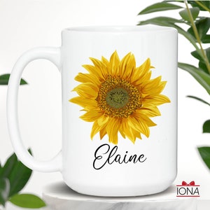Sunflower Mug, Personalized Sunflower Lover Gift, Sunflower Coffee Mug, Sunflower Tea Cup, Sunflower Gifts For Her, Sunflower Gifts Women image 4