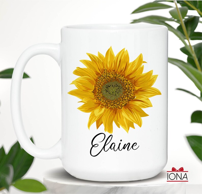 Sunflower Mug, Personalized Sunflower Lover Gift, Sunflower Coffee Mug, Sunflower Tea Cup, Sunflower Gifts For Her, Sunflower Gifts Women image 4