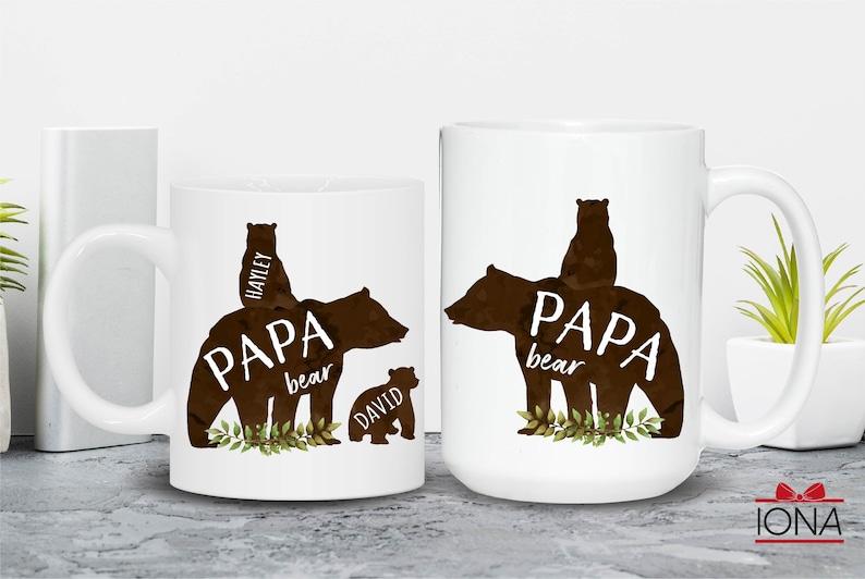 Papa Bear Mug - Papa Bear with Cubs Coffee Mug - Personalized Father Mug - Custom Dad Mug - Father Coffee Mug - Papa mug with name 