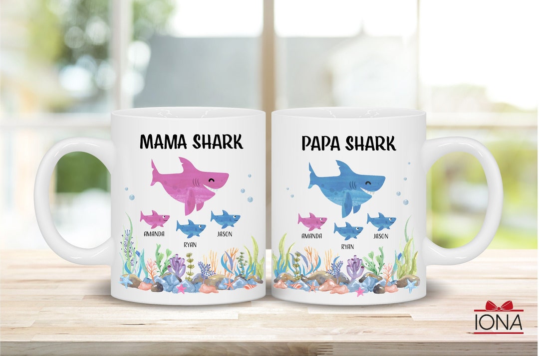 Mama Shark Mug Papa Shark Mug Personalized Baby Shark Mug Mama Mug Papa ...