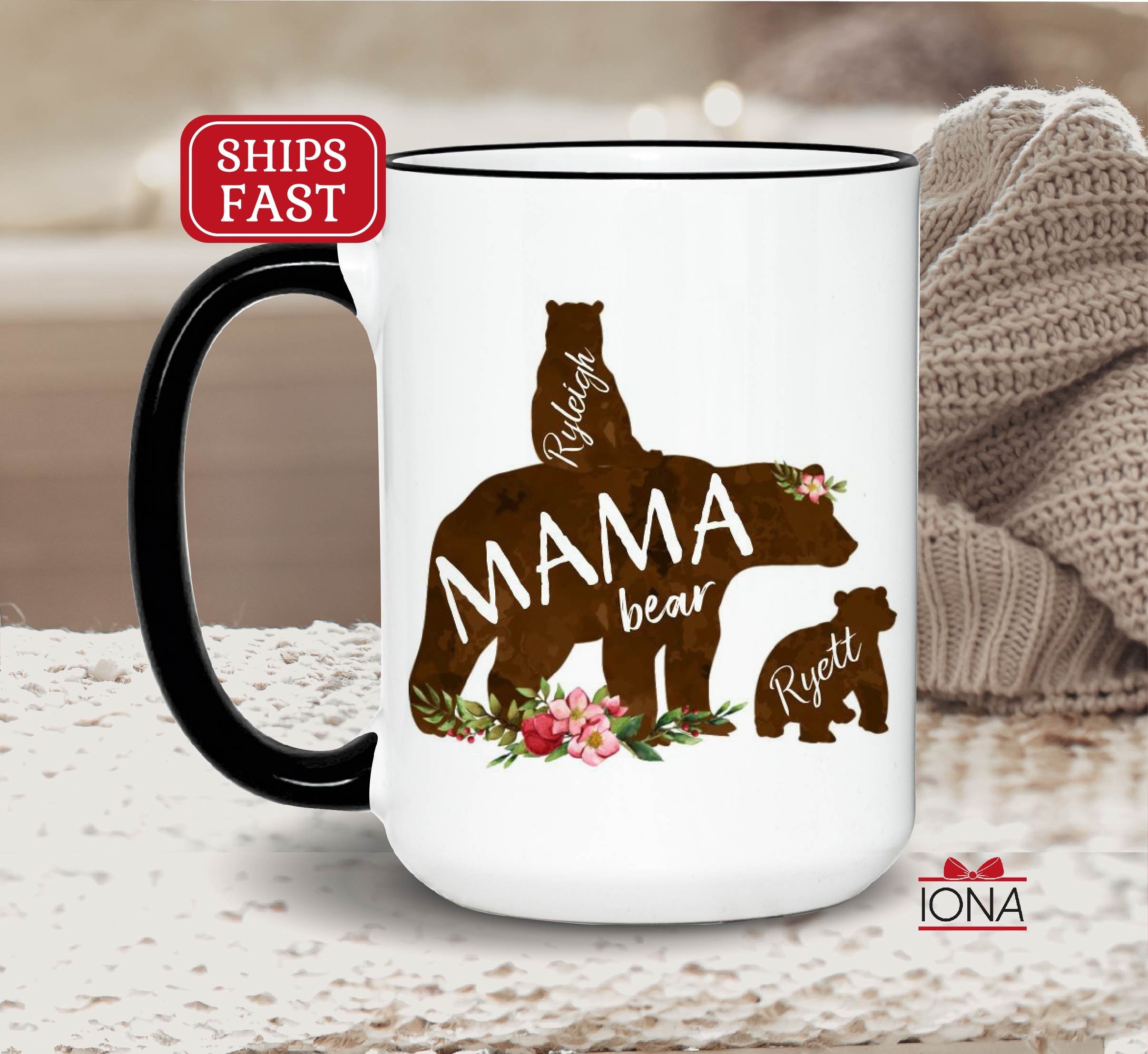 Mama Bear Mug - Mama Bear with Cubs Coffee Mug - Personalized Bear Family Mug - Custom Mom Mug - Mom Coffee Mug - Mama mug with name
